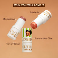LoveChild Mini Masaba Bloominator Makeup Stick, Lumi-Matte Creamy Blush with Illuminator, Hydrating Shea Butter, Velvety Finish, Buildable, Richly Pigmented, Snuggle (Reddish Brown) 7.5g