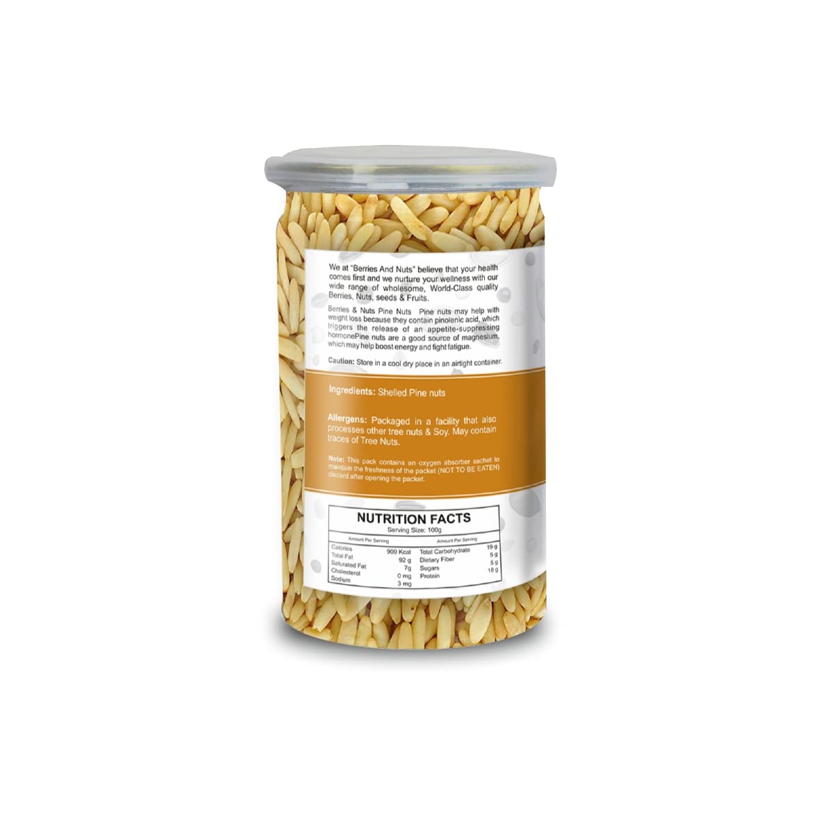 Berries And Nuts Premium Pine Nut Kernels | Chilgoza Magaz Giri, Giri Magaz | 200 Grams | 1 Bottle of 200 Grams