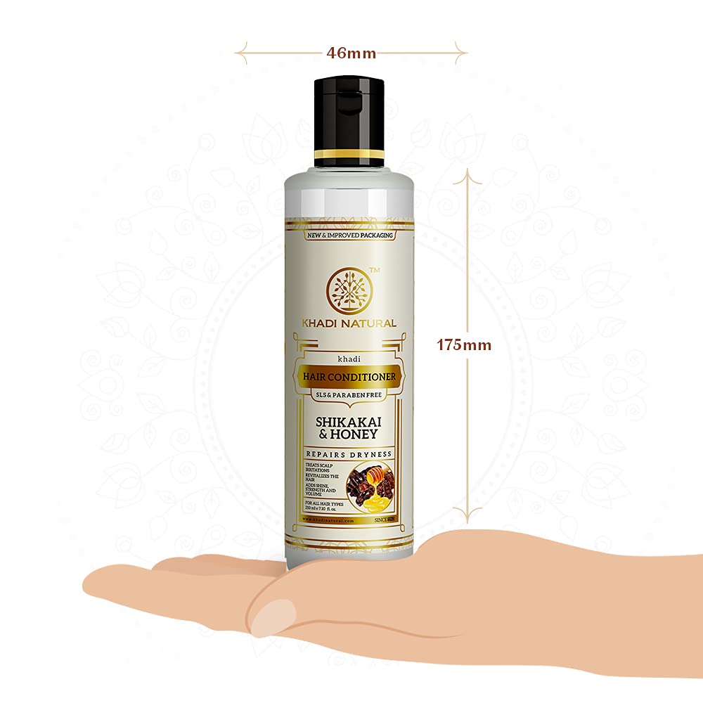 Khadi Natural Shikakai & Honey Herbal Hair Conditioner for Nourishing Dry Hair | Repairs Dry, Damaged & Dull Hair | SLS & Paraben Free | Suitable for All Hair Types | 210ml