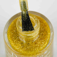 DeBelle Gel Nail Polish Pegasus (Lime Yellow with Gold Glitter Sugar Finish Nail Paint)|Non UV - Gel Finish |Chip Resistant | Seaweed Enriched Formula| Long Lasting|Cruelty and Toxic Free| 8ml