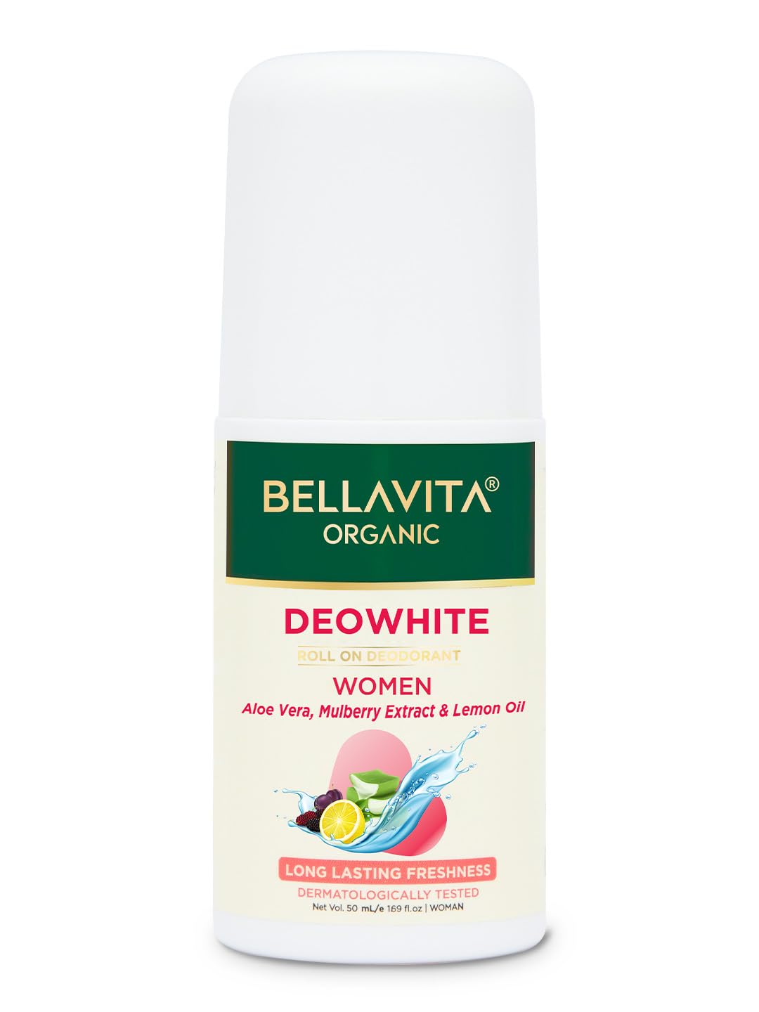 Bella Vita Organic Deo White Deodorant For Men Long Lasting Freshness, 50ml Natural Roll On & Organic Deo White Deodorant For Women Long Lasting, 50ml