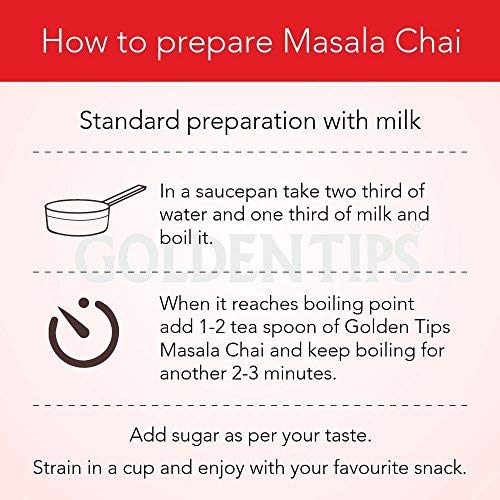 Golden Tips Indian Masala Chai, Loose Leaf Black Tea with Green Cardamom & Cinnamon, Authentic Spiced Tea Blend, Bold & Aromatic Flavor, Traditional Indian Chai (100 Gram, 50 cups)
