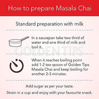 Golden Tips Indian Masala Chai, Loose Leaf Black Tea with Green Cardamom & Cinnamon, Authentic Spiced Tea Blend, Bold & Aromatic Flavor, Traditional Indian Chai (100 Gram, 50 cups)