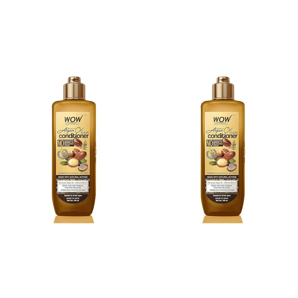 WOW Skin Science Moroccan Argan Oil Conditioner - No Sulphates, Parabens, Silicones, Salt & Colour, 100 Millilitre (Pack of 2)
