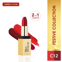 Blue Heaven 2 in 1 Festive Lipstick | Dual Shade | Ultra Lightweight Soft Matte Finish | Long Stay Comfort Wear Lipsticks for Women |C12| 4gm