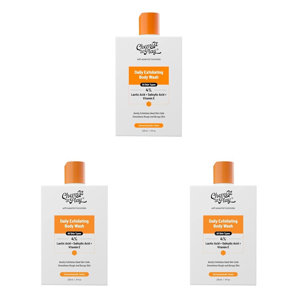 Chemist At Play 1% Salicylic Acid Exfoliating Body Wash 236ml | Paraben & SLS Free | Enriched with Vitamin E & Murumuru | Gentle Exfoliating Shower Gel | Prevents Dry, Rough, Bumpy Skin | Men & Women