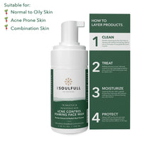 BE SOULFULL Acne Foaming Face Wash- Acne Control Face Wash with 1% Salicylic Acid, 1% Glycolic Acid- Daily Exfoliating Face Wash- Controls Oil, checks Open Pores & Removes Dead Skin Cells- 100ML