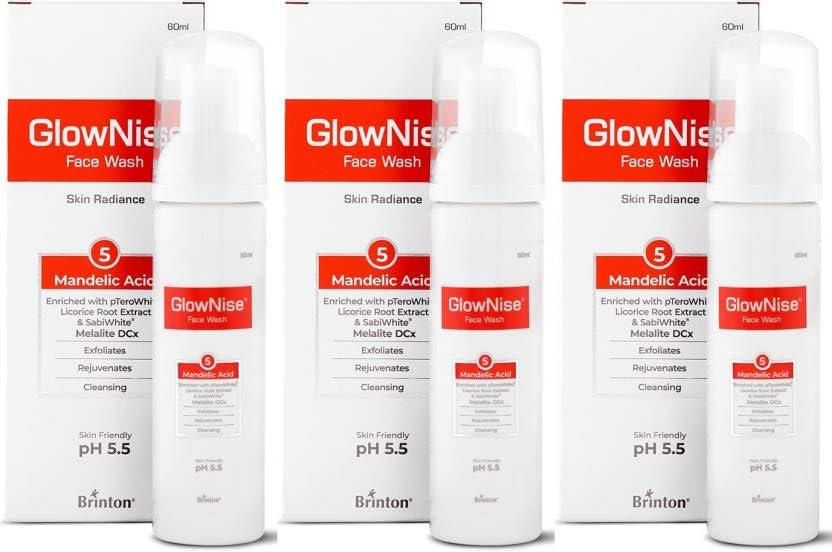 Brinton GlowNise Deep Cleansing Foam Face Wash | For Oily and Acne Prone Skin | Exfoliates, Rejuvenates and Cleanses Skin - 60 ml x Pack of 3
