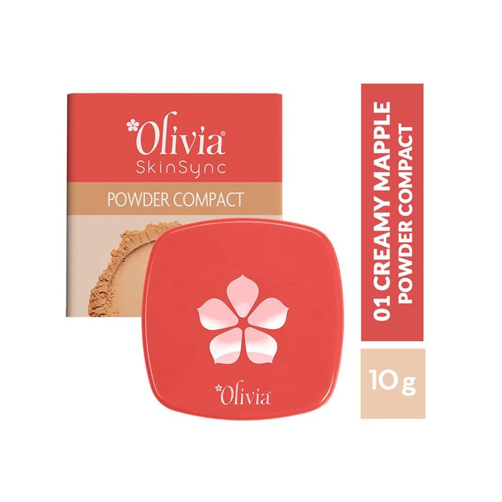 Olivia Weightless Matte Finish Compact Powder for Women | Full Coverage Face Makeup | Non-Oily Matte Look | Pore Minimizing & Evens Out Complexion | For All Skin Types | 10g | 01 Creamy Maple
