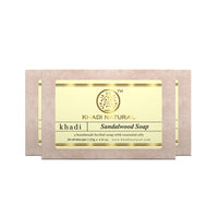 Khadi Natural Sandalwood Soap | Herbal Bathing Soap for Calming Skin| Natural Soap with Essential Oils | Soap for Healthy Skin | Suitable for All Skin Types, Pack of 3 | (125gm *3) (375gm)