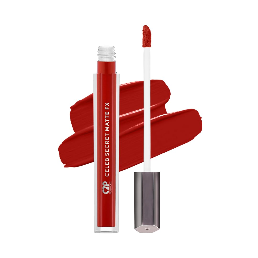 C2P Pro Liquid Lipstick Waterproof Matte Orange Lipsticks for Women | Long Lasting Smudge Proof | Infused with Argan Oil, Celeb Secret (Liquid Lipstick Madhuri, 2 ml)