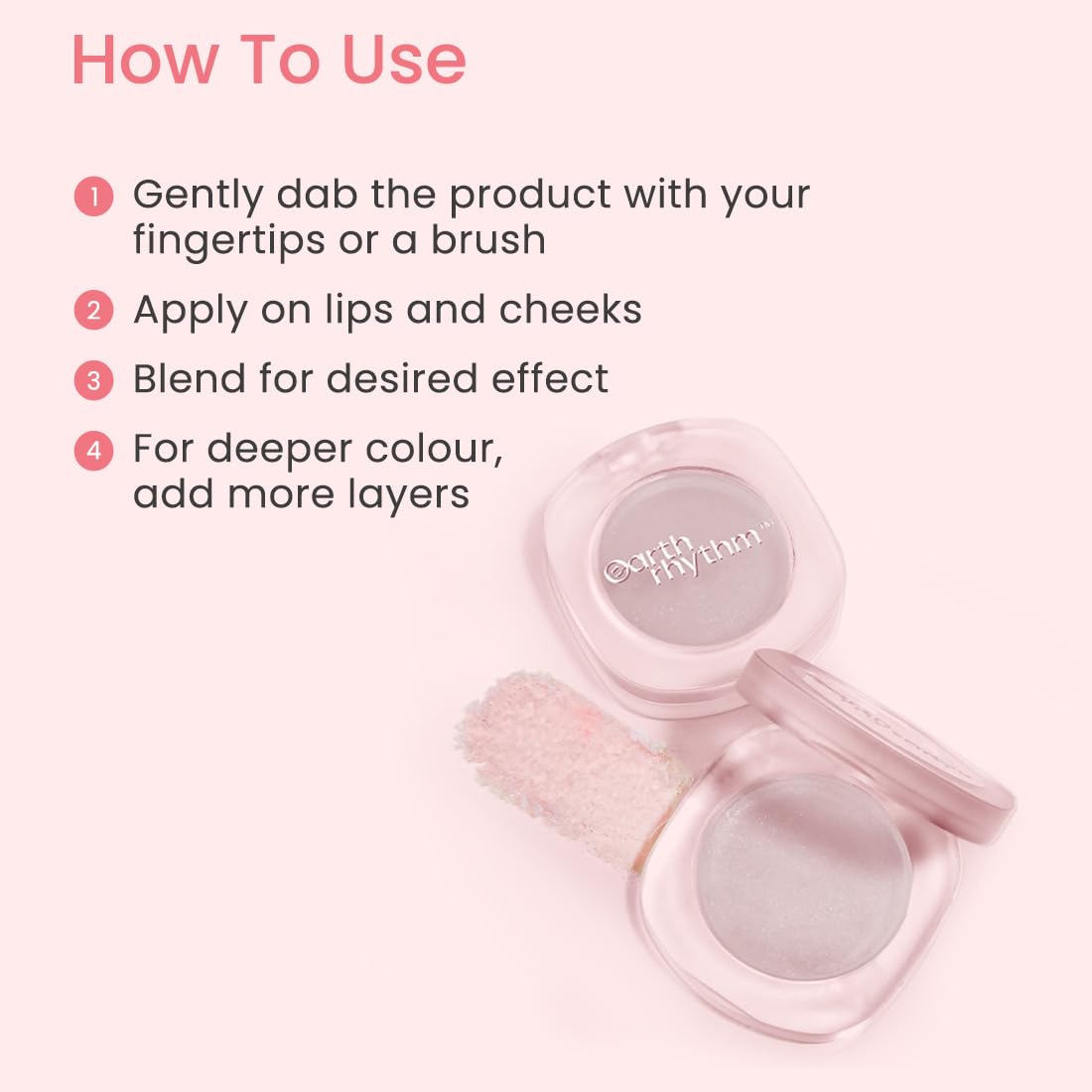 Earth Rhythm Glass Tint pH Activated Lip & Cheek Tint, Highly Blendable, Non greasy With Goodness of Vitamin E & Jojoba Oil - 5gm