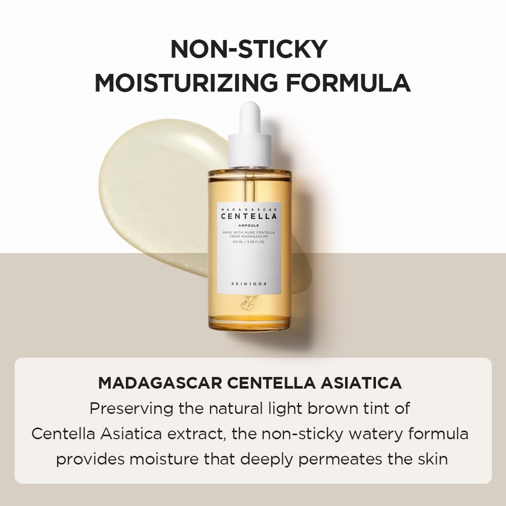 SKIN1004 Madagascar Centella Asiatica Ampoule Facial Serum | 100% Centella Asiatica Extract for Soothing Sensitive and Acne-Prone Skin, 100ml