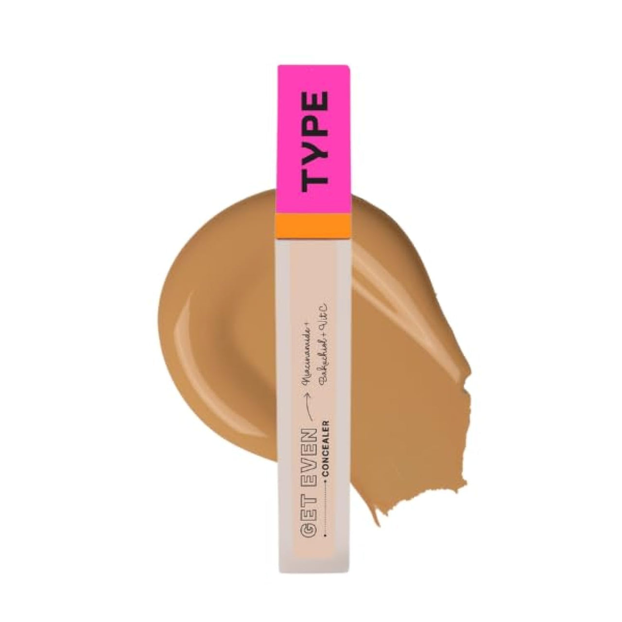 TYPE BEAUTY INC. Get Even Waterproof Concealer For Face Makeup with Vitamin C, Niacinamide & Bakuchiol | Reduces Dark Spots & Pigmentation | Crease Free | For Women & Men - Biscotti (20) | 8 ML