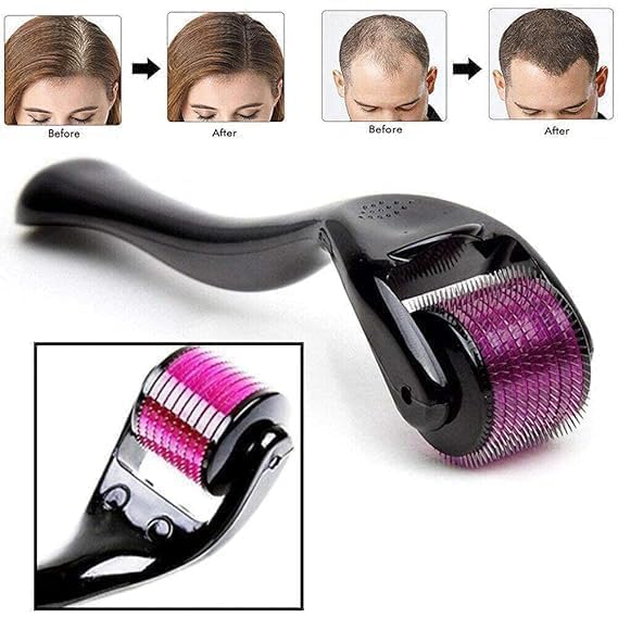 Derma Roller for Hair Growth and Facial Skin-Stimulates Hair Follicles & Reduces | Improves Scalp Health | 0.5mm Size | 540 Titanium Needles (Facial Roller/hair Roller)
