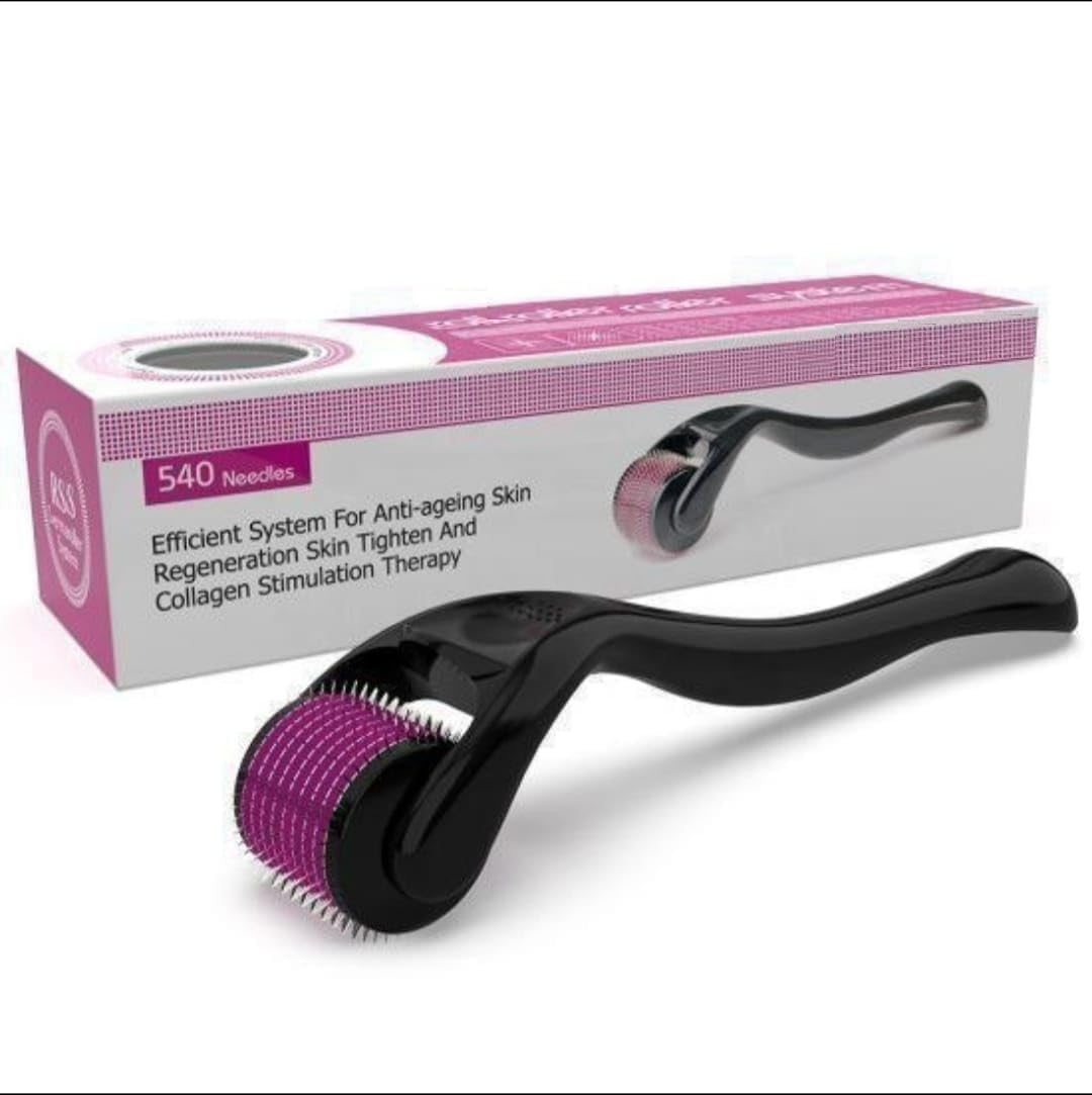 Derma Roller for Hair Growth and Facial Skin-Stimulates Hair Follicles & Reduces | Improves Scalp Health | 0.5mm Size | 540 Titanium Needles (Facial Roller/hair Roller)