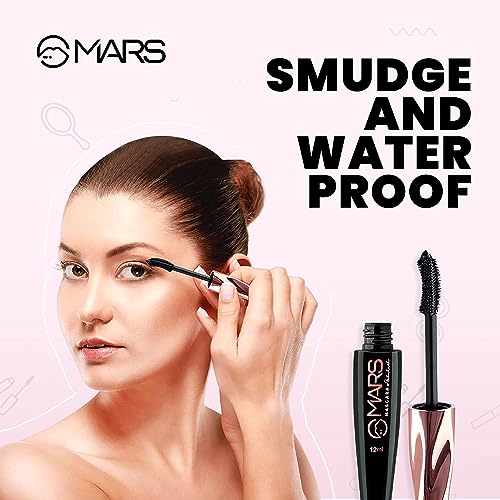 MARS Fabulash Volumising Mascara | Up to 18 Hours Stay | Waterproof with Intense Jet Black Color (12ml) (Pack of 3)