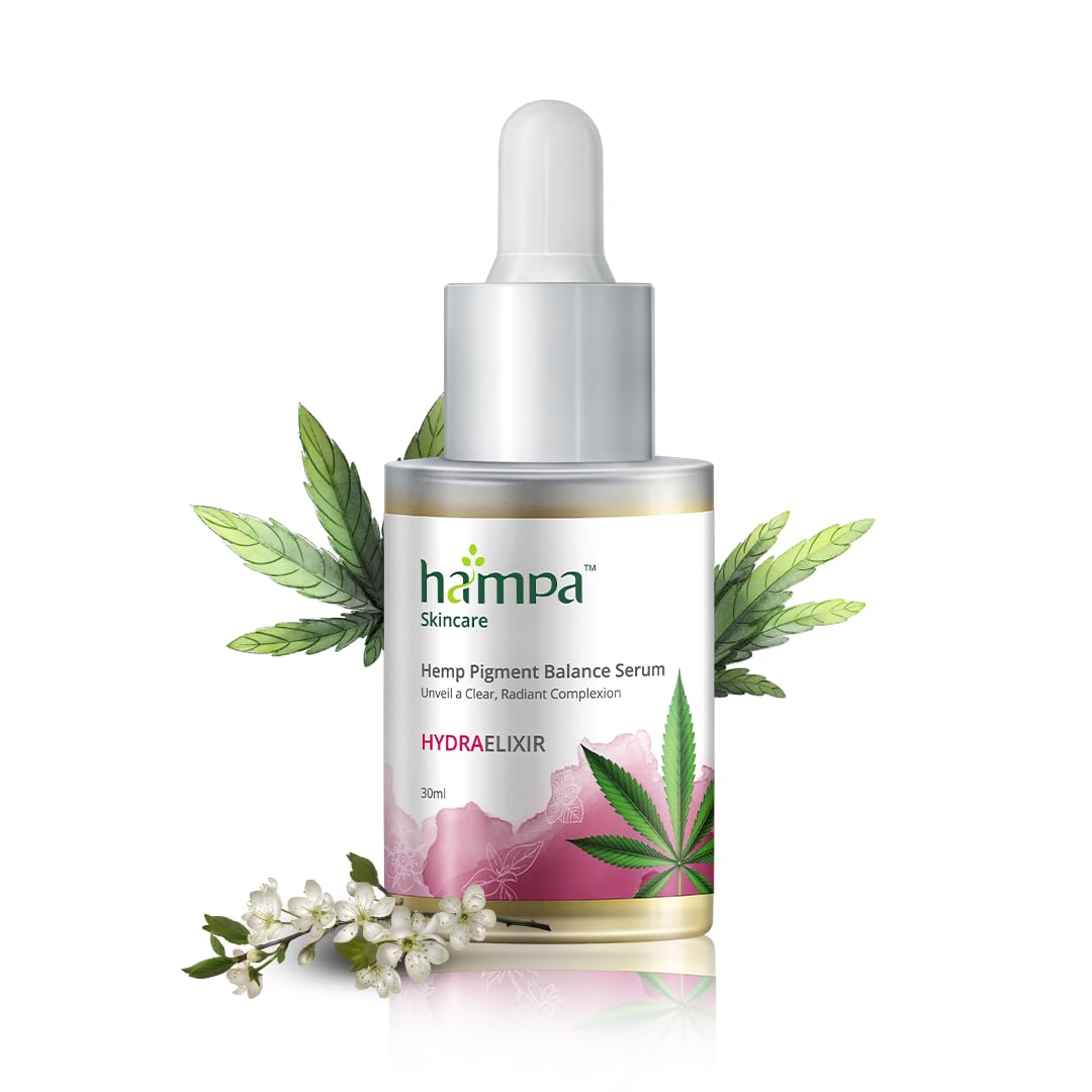 Hampa Hemp Pigment Balance Serum, for Pigmentation & Dark Spots, Nourishment for Radiant, Clear, Glowing Skin, Enriched with Hemp, Basil, Manuka. 100% Natural and ayurvedic, 30ml