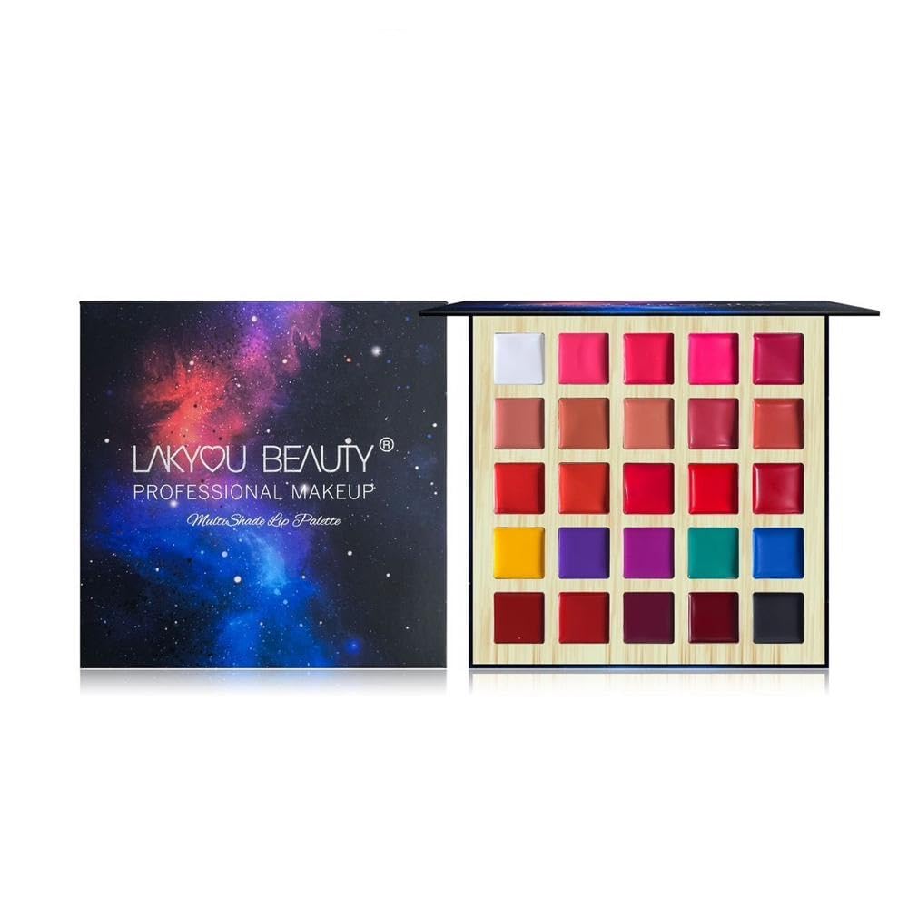 Lakyou Beauty Multi-Shade Lip Palette with 25 Colors, 24g | Versatile Lipstick Palette | Bold, Nude, and Vibrant Shades for Every Occasion