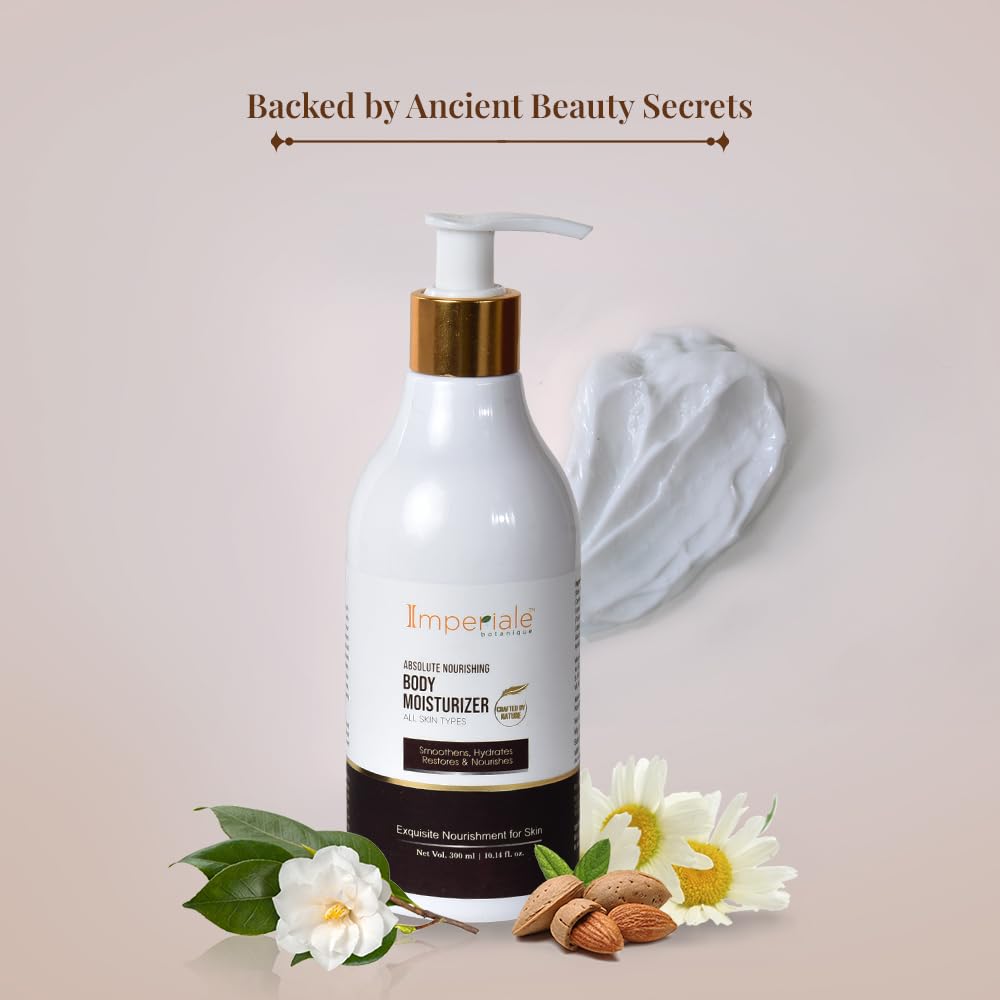 Imperiale Botanique Absolute Nourishing Body Moisturizer Lotion | 300 ML | Cocoa Butter, Niacinamide & Milk Protein | 24-Hour Hydration | Deeply Nourishes, Softens & Restores Skin Radiance | Lightweight & Fast-Absorbing | All Skin Types & All Seasons