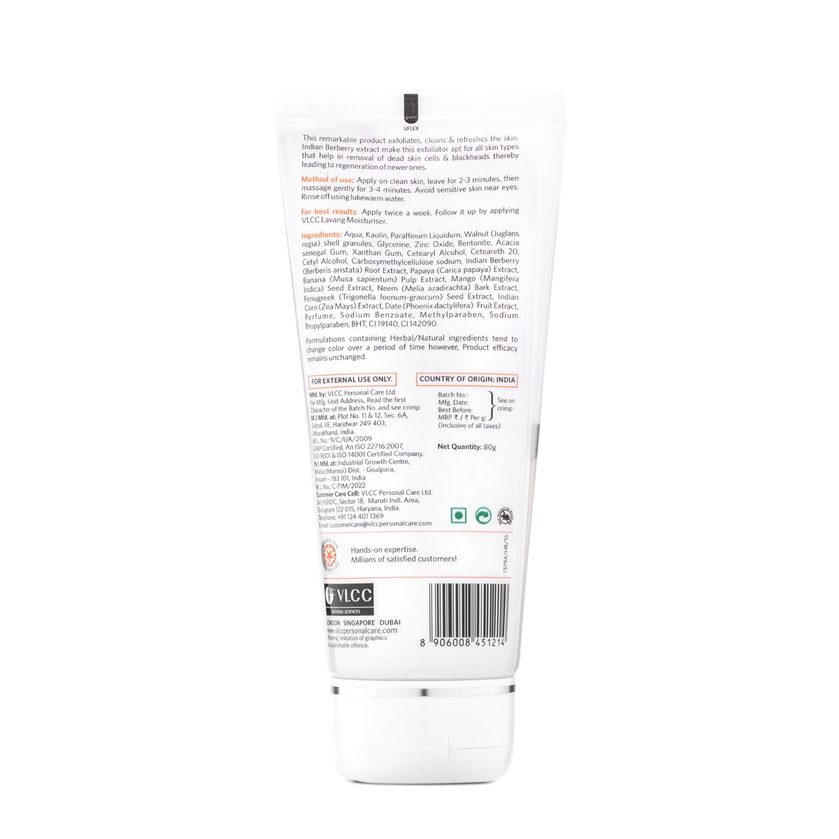 VLCC Indian Berberry Face Scrub - 80g | Gentle Scrub | Helps remove Dead Skin Cells | Clears Skin and Helps remove Blackheads | Rich in Antioxidants | Helps improve Skin Texture.