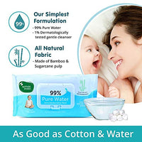 Mother Sparsh 99% Pure Water (Unscented) Baby Wipes I Natural Plant Made Cloth - Super Thick I 72 pcs/Pack - Pack of 5