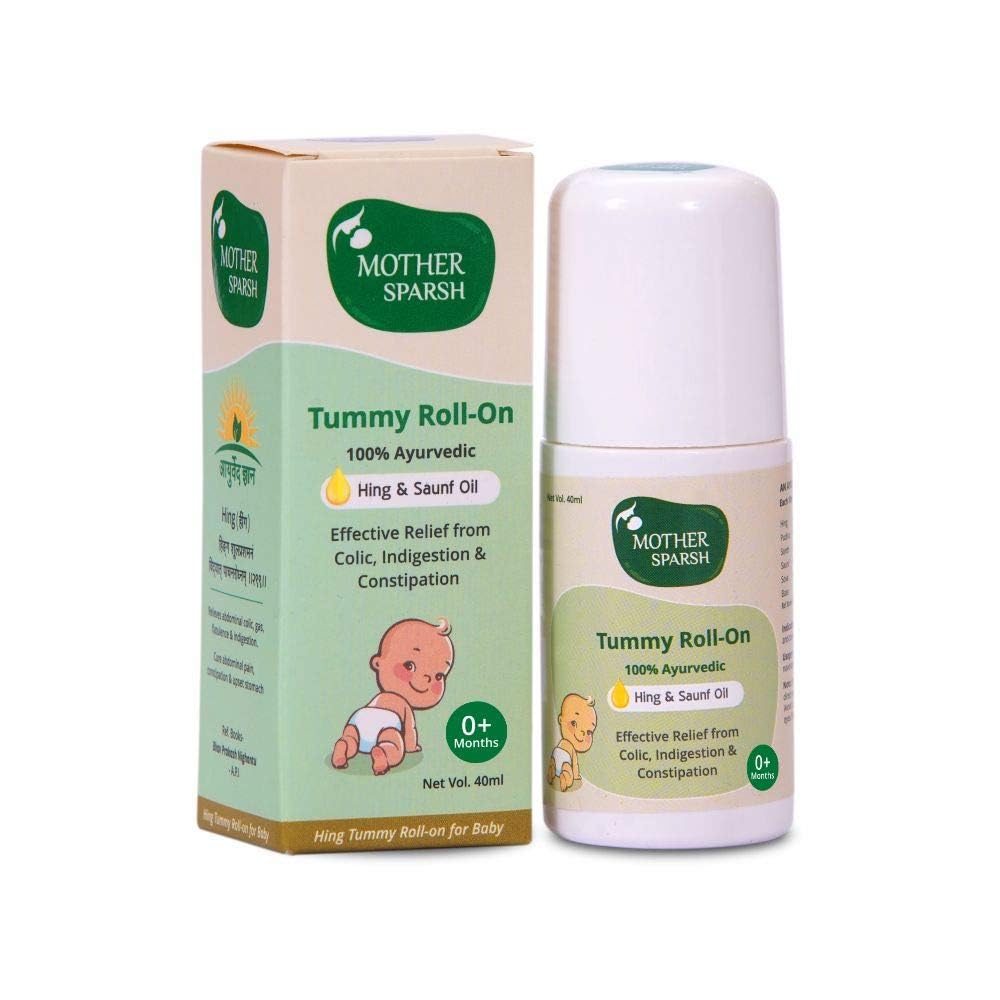 Mother Sparsh Natural Baby Liquid Cleanser (Powered by Plants) Cleanser, Refill Pack (500ml) &Tummy Roll On For Baby, Colic Relief, Constipation and Indigestion With Hing & Saunf - 40ml