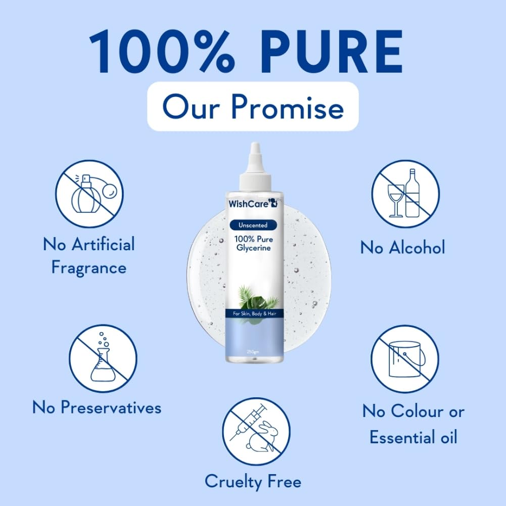 WishCare Unscented Glycerine - 100% Pure & Vegan 250gm