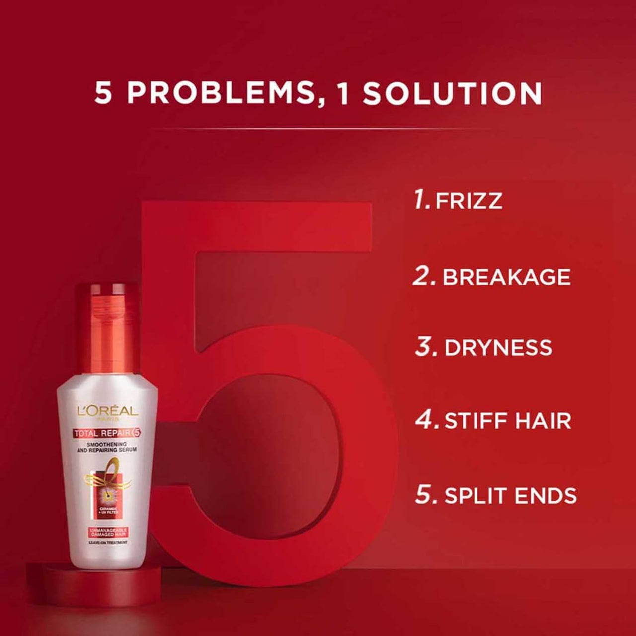 L'Oreal Paris Total Repair 5 Repairing Shampoo with Keratin XS, (180ml) + L'Oreal Paris Total Repair 5 Hair Serum (40ml)