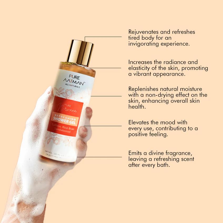 Pure aatman Rice Granuale with kesar Extract With Refreshing soft & gentle shower gel for nourishment Deep Cleansing Body Wash