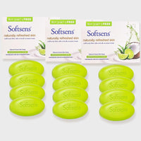 Softsens Naturally Refreshed Skin Cream Bar Soap Made with 100% natural vegetable oil and Zesty Lime, Coconut cream | Daily-Use Bathing Bar Parabens, SLS, SLES & Phthalates Free Pack of 3(100g x 4)