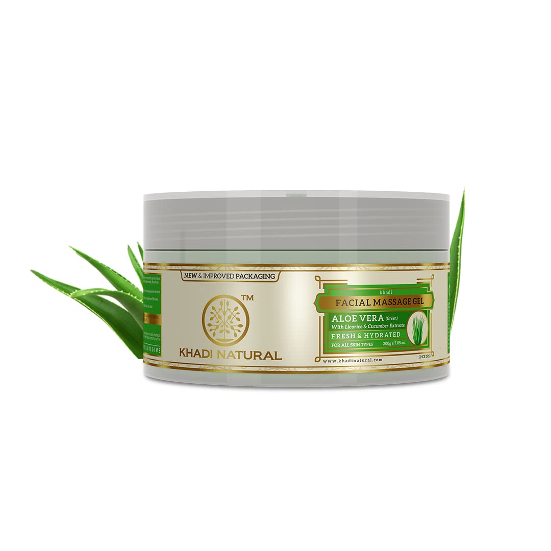 Khadi Natural Aloe Vera Gel, Green|Deeply moisturizing| Unique non sticky formula| Makes skin soft and supple| Suitable for All Skin Types| 200g