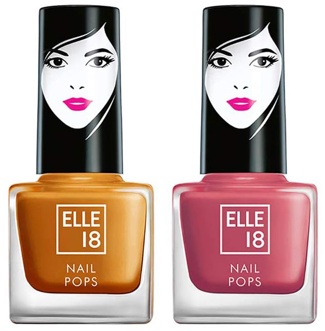 Elle 18 Nail Pops Nail Color 166 & Elle18 Nail Pops Nail Color 160 Glossy Finish, 15 Ml