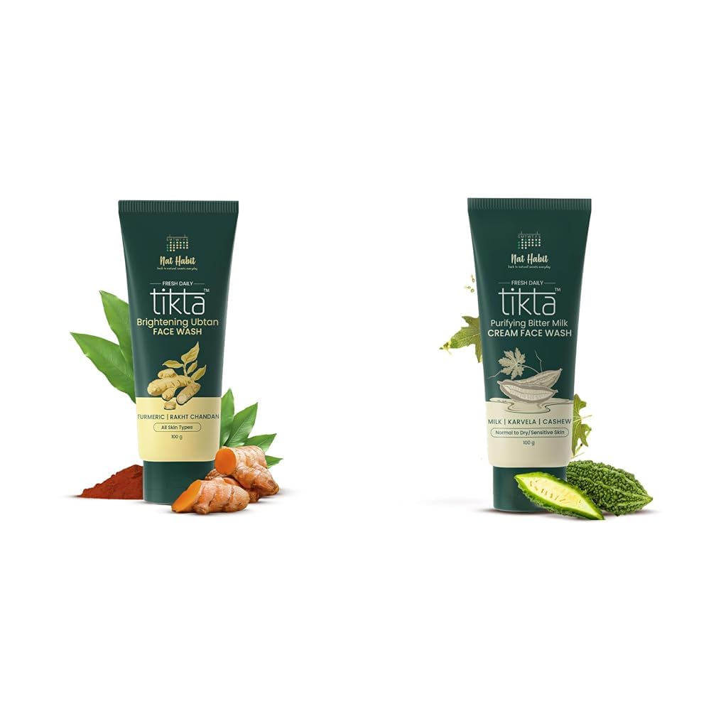 Nat Habit Face Wash Combo Brightening Ubtan Facewash and Purifying Bittermilk Facewash For Skin Brightening, Skin Purifying & Deep Cleansing.