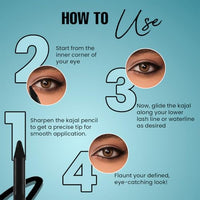 Spring H2O Velvet Shine Kajal Pencil Intense Black | With Avacado Oil and Vitamin E | Longlasting Waterproof and Sumdgeproof | Suitable for Sensitive Eyes | Includes Sharpener- 1.5gm