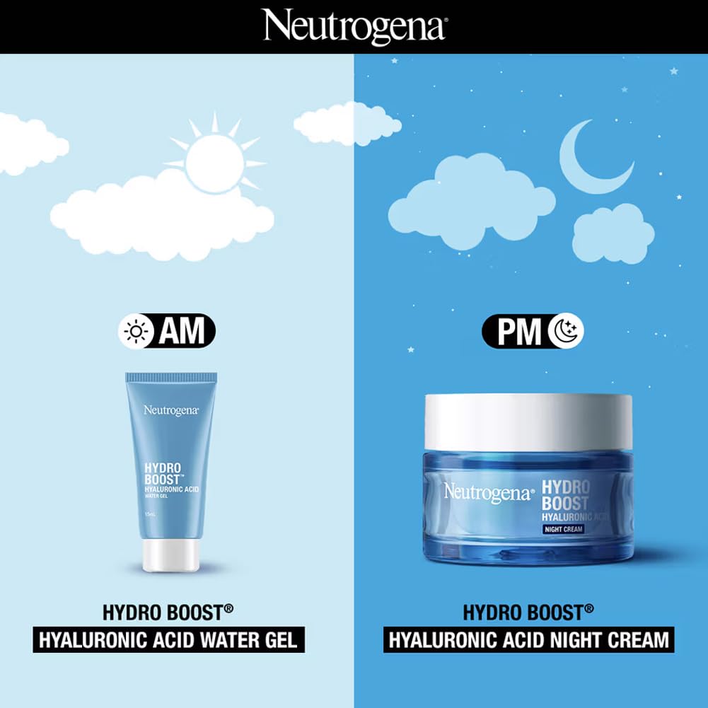 Neutrogena Hydro Boost Hyaluronic Acid Face Moisturizer 15ml | 24 hours long lasting Hydration | Oil free non sticky light water gel fast absorbing| Daily use | All Skin Types | For Men & Women 15g