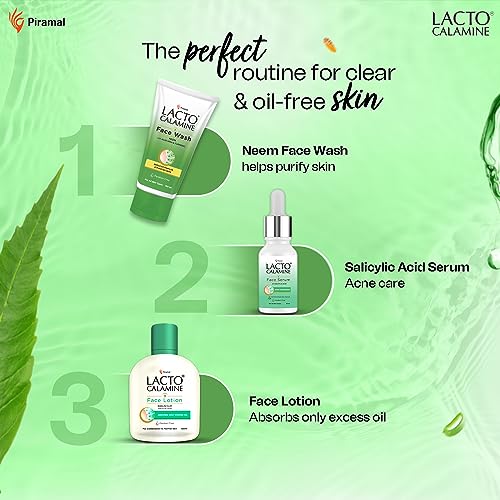 Lacto Calamine Neem Face Wash With Aloe Vera & Turmeric | 150ml | Niacinamide & Salicylic Acid Face Wash | Facewash Reduces Pimples, Purifies Skin & Oil Control | For All Skin Types