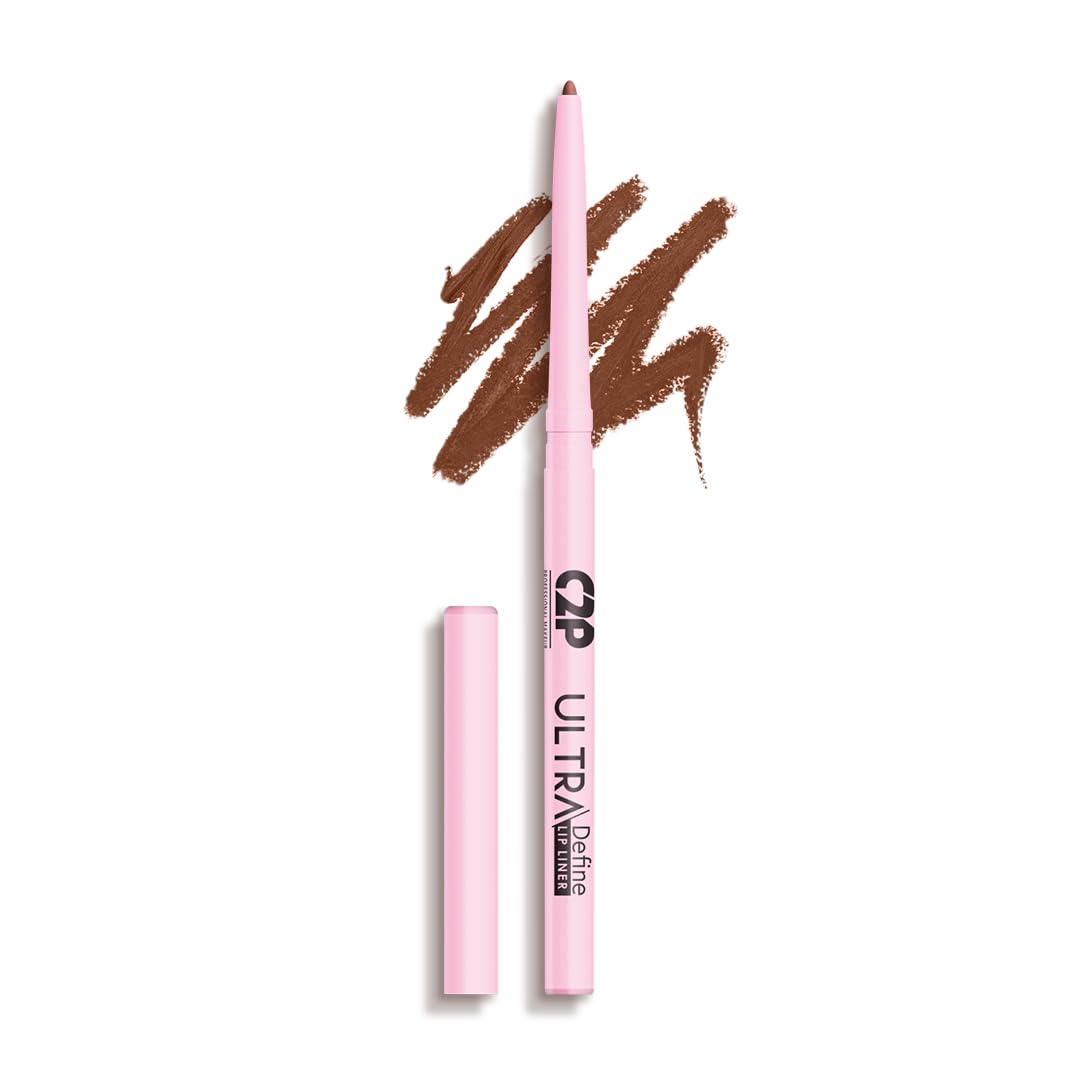 C2P Pro Ultra Define Lip Liner, One Swipe Smooth Application, Matte Finish, Long Lasting, Waterproof & Smudge Proof, Enriched with Jojoba Oil & Shea Butter, 0.27g (Fudge 02-Brown)