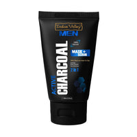 INDUS VALLEY Men 100% Natural 2 in 1 Active Charcoal Face Mask and Scrub With Dead Sea Water & Clay - (100ml)
