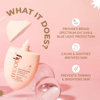 Moody SensiSoothe Mineral Brightening Sunscreen Serum With Ceramides & Rice | SPF 50 PA++++ for All Skin Types | No White Cast, Non-Comedogenic, Dermatologist Tested - 50ML