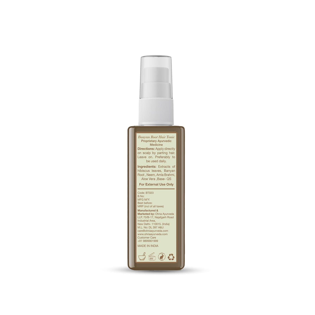 Ohria Ayurveda Banyan Root Ayurvedic Hair Tonic for Hair Fall Control & Growth | With Hibiscus, Brahmi & Natural Herbs | Men & Women| For All Hair Types- 200 ml