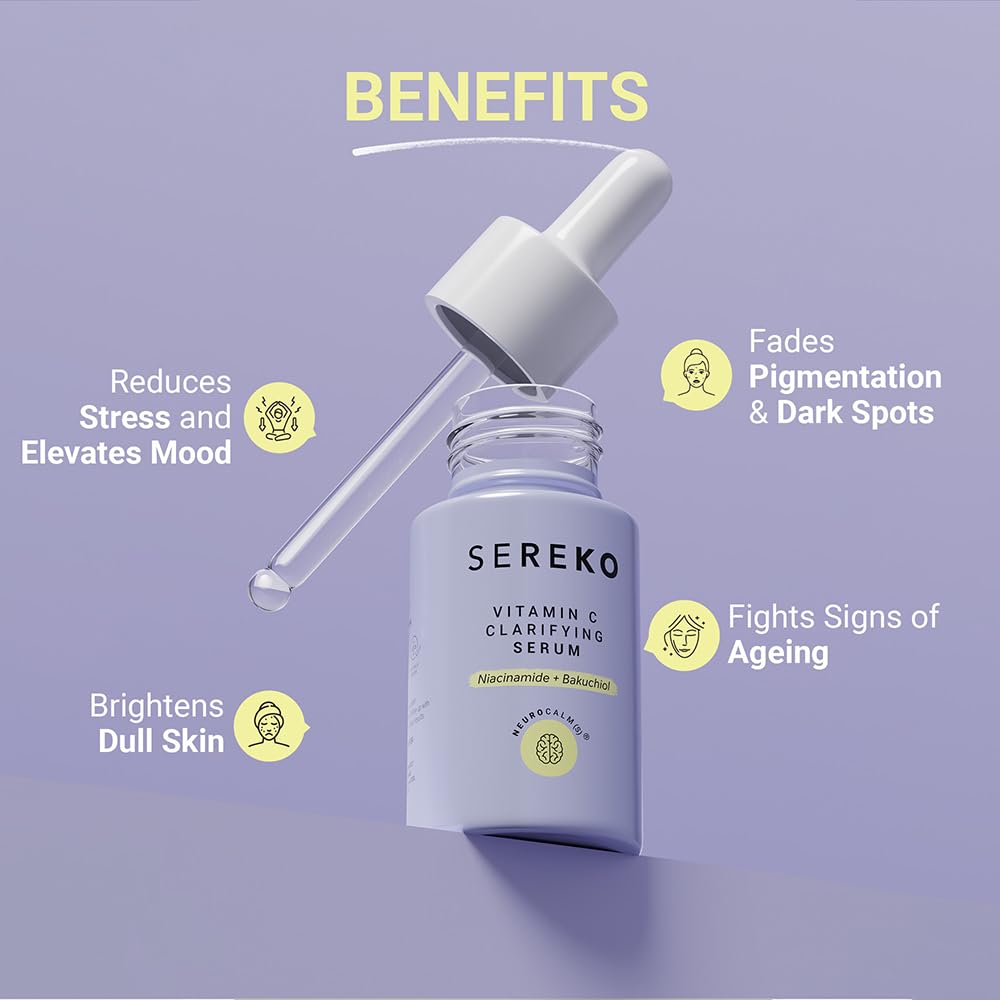 SEREKO 50X Vitamin C Face Serum for Glowing & Brightening Skin | Suitable to All Skin Types | Reduce Dark Spot, Recurring Acne & Blemishes | With Psychodermatology Formula | 10ml