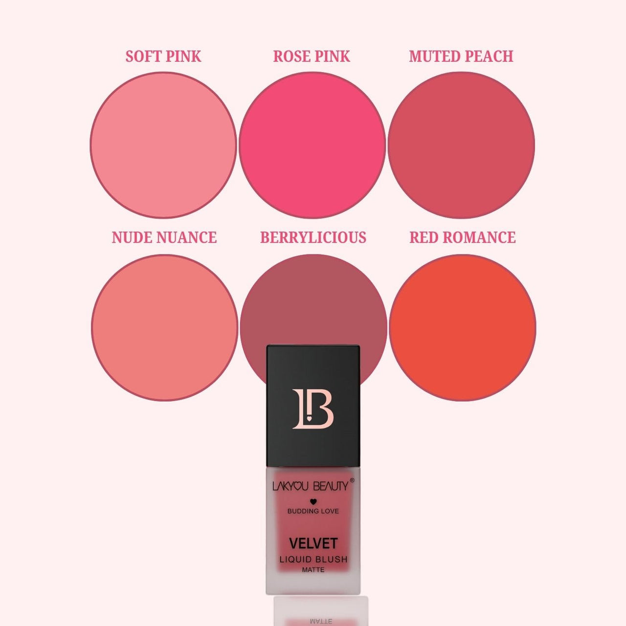Lakyou Beauty Velvet Liquid Blush Matte | Light Weight | Highly Pigmented | Long-lasting | Easily Blendable | All Skin Types | Shade-06 (Nude Nuance) 15ml