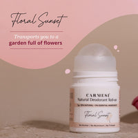 Carmesi Natural UnderArms Roll On Deodorant for Women | 95% Natural + 5% Essential Ingredients | For Fresh Underarms All Day | No Alcohol & Aluminium | Floral Sunset | 50 ml (Pack of 3)