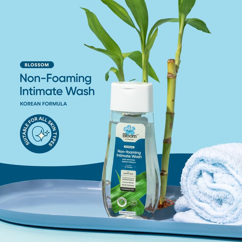 Bloom Non-Foaming Intimate Wash for Women | (100 ml) | For Vaginal Itching, Dryness & Bacterial Infections | Bamboo Extract & Lactic Acid Formulation | Fragrance-Free Hygiene Wash for Vagina