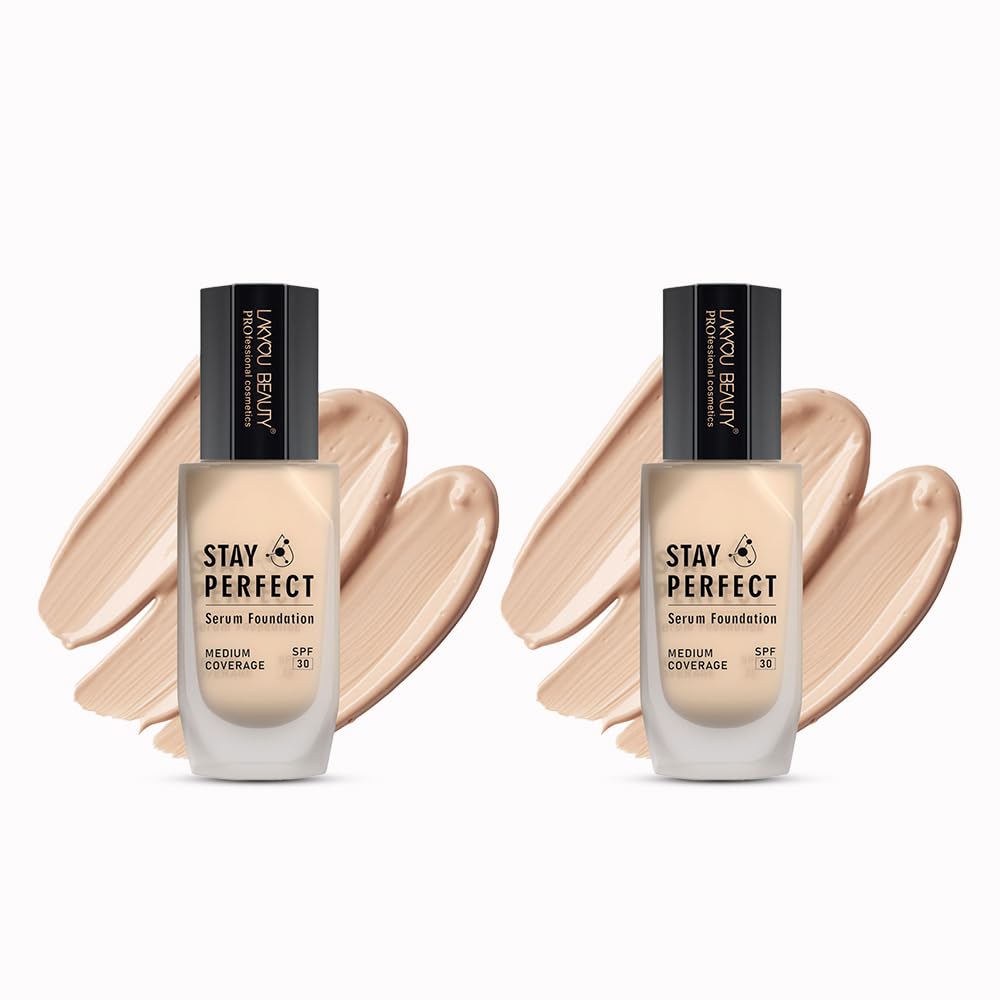 Lakyou Beauty Stay Perfect Serum Foundation | Waterproof | Long Lasting | Light Weight | SPF 30 | Shade-03(Natural Beige) | Pack Of 2