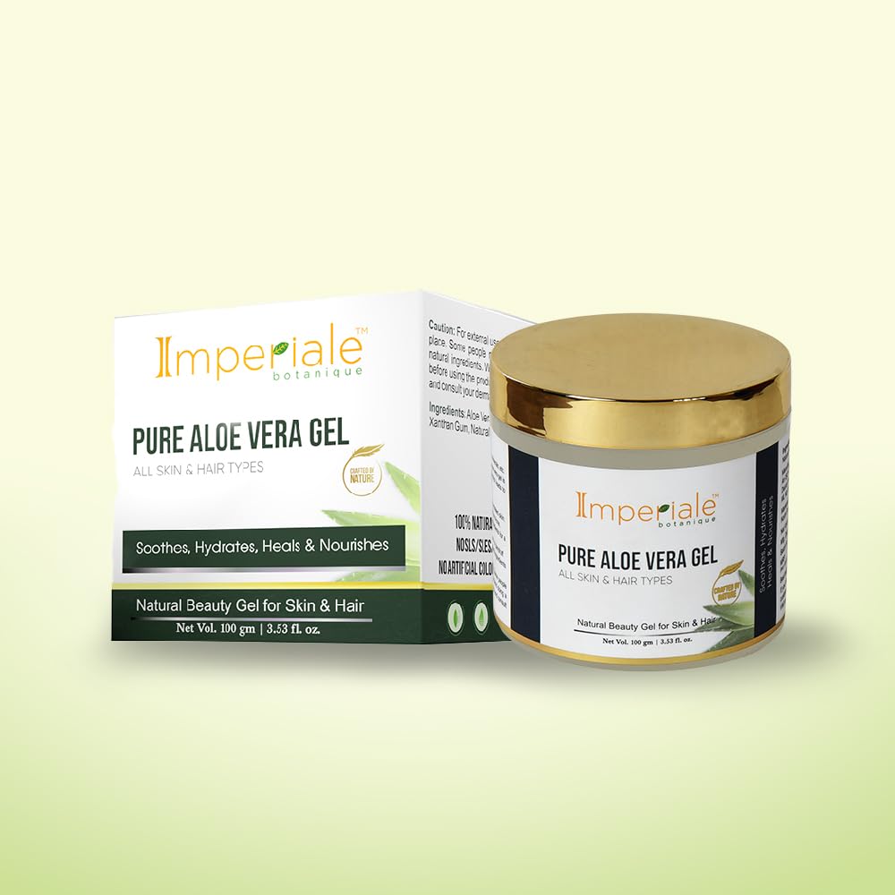 Imperiale Botanique Aloe Vera Gel for Skin & Hair Growth | Hydrating Soothing & Moisturizing with Pure & Natural Aloe Vera | Multipurpose Beauty Gel for Face & Dark Circles | All Skin & Hair Type | 100 GM
