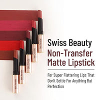 Swiss Beauty Non-Transfer Waterproof Lipstick with Jojoba Seed Oil | Matte Finish | Long-Lasting | Highly Pigmented | Shade- Lust on, 3gm