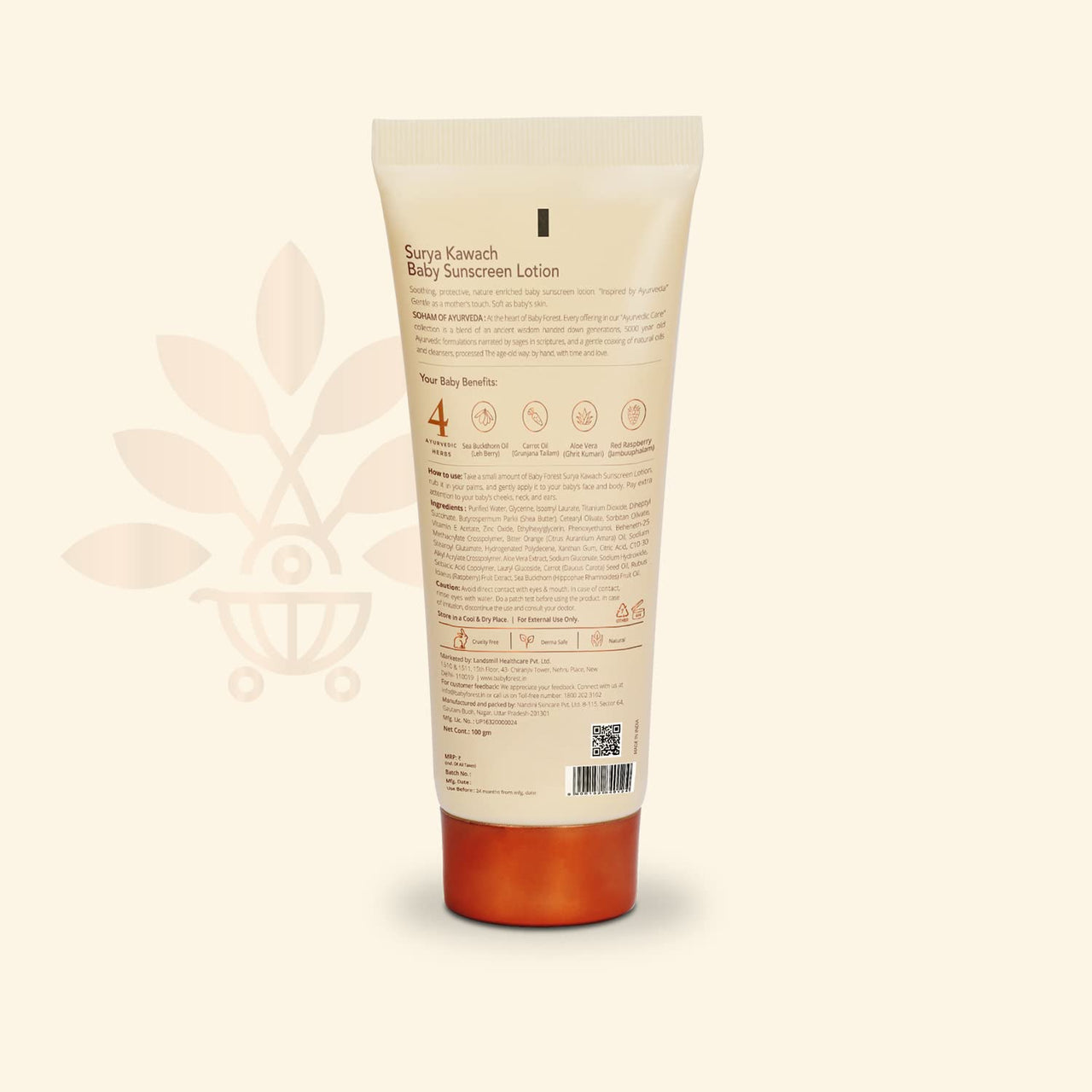 Baby Forest Surya Kawach Baby Sunscreen Lotion SPF 15, Paraben free, 100 gm with Khilta Mukhra Baby Face Cream 50 gm