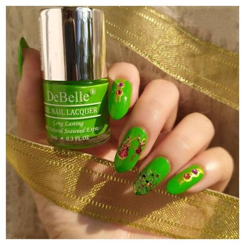 Debelle Gel Nail Polish Matcha Cookie (Parrot Green Nail Paint)|Non Uv - Glossy Finish |Chip Resistant | Seaweed Enriched Formula| Long Lasting|Cruelty And Toxic Free| 8Ml